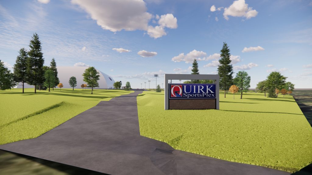 Quirk Sportsplex Back Entrance and Walking Trail